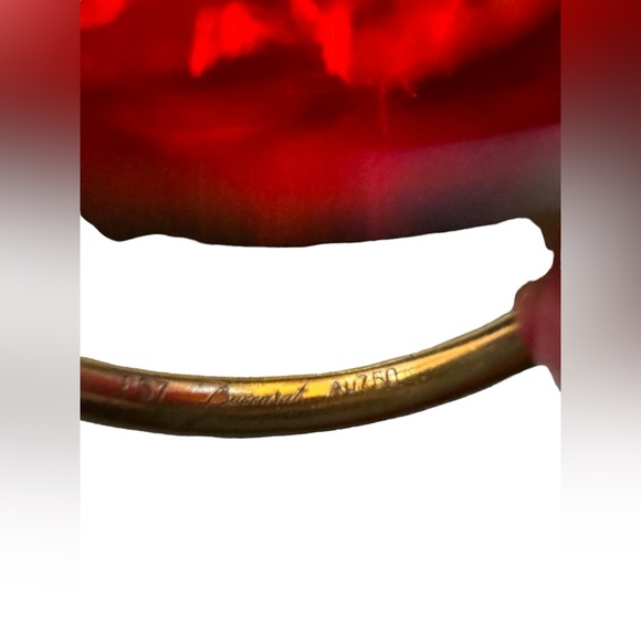 Baccarat- Marie-Helene de Taillac Pear Ring- 18k Gold Red Crystal Jewelry- SZ- 7 - Picture 6 of 16